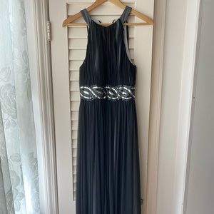 Black gown with sequin belt design